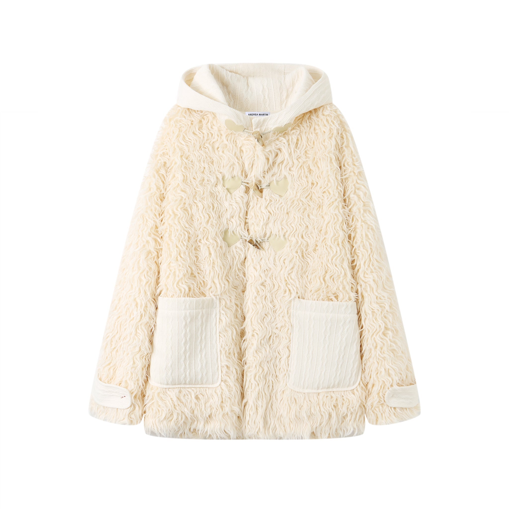 ANDREA MARTIN Beige Patchwork Woolly Coat | MADA IN CHINA