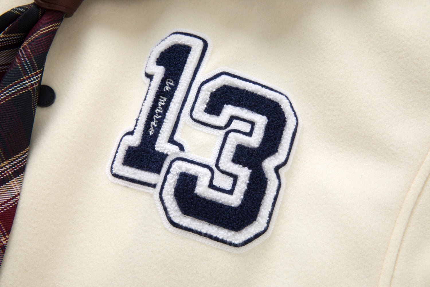 13DE MARZO Beige Sailor Collar Baseball Jacket | MADA IN CHINA