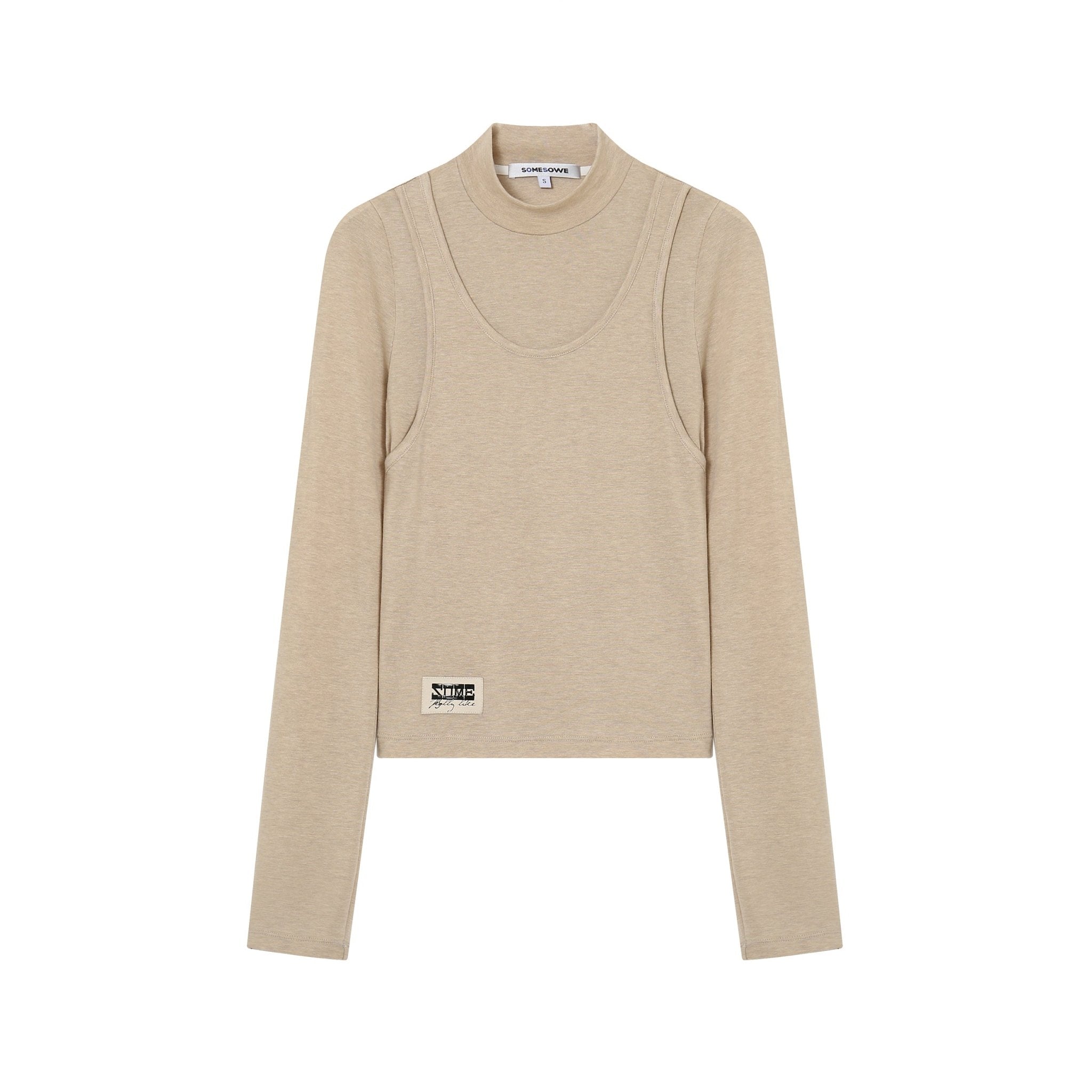 SOMESOWE Beige Two Piece See-Through T-shirt | MADA IN CHINA