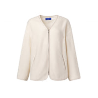 Ther. Beige Zipped fleece jacket | MADA IN CHINA