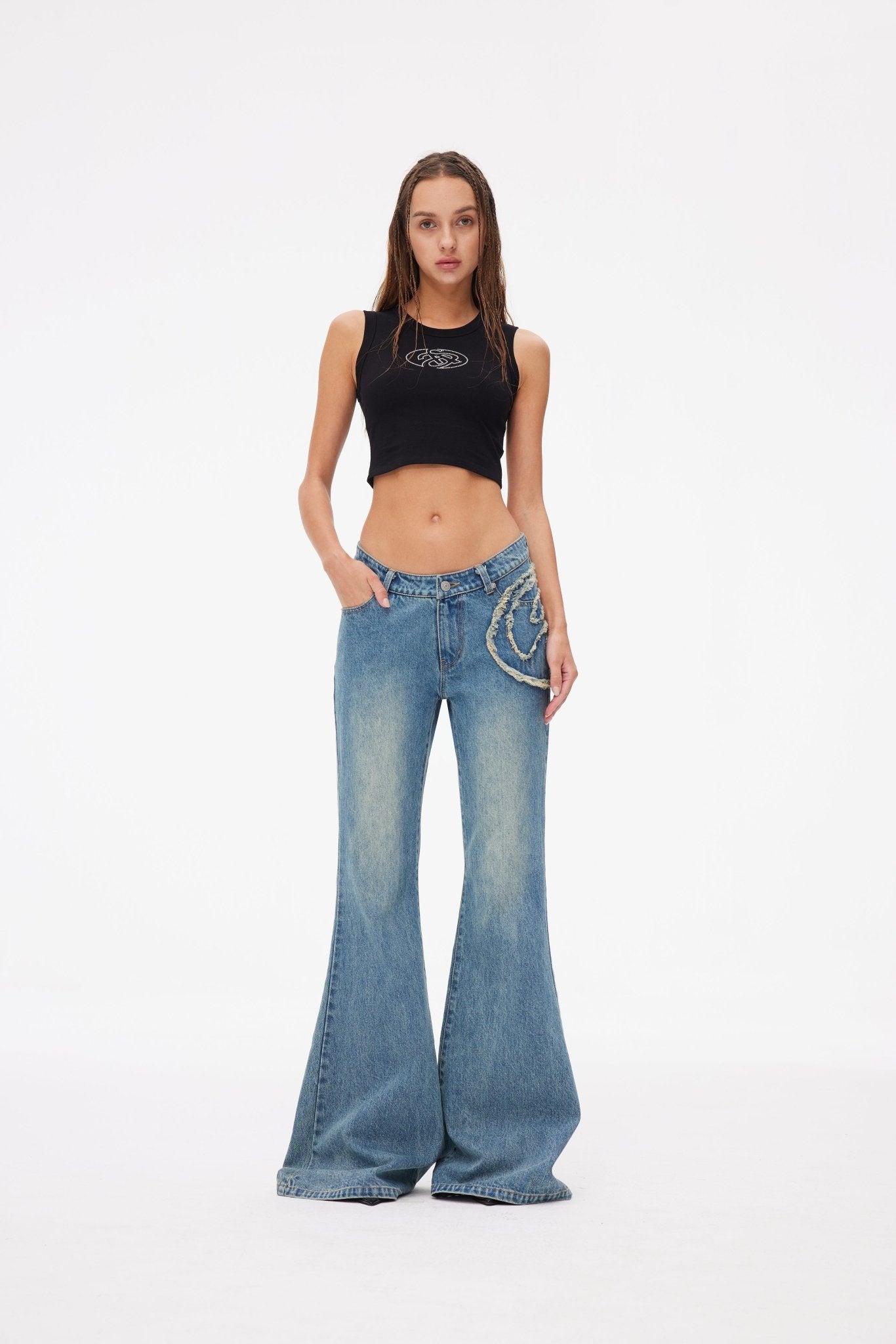 ANN ANDELMAN Bell Bottoms Jeans Blue | MADA IN CHINA