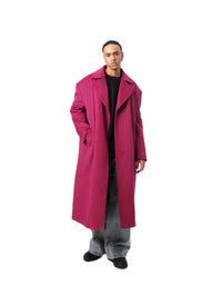 VANN VALRENCÉ Berry Purple Loose Fit Woolen Coat | MADA IN CHINA