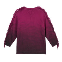 VANN VALRENCÉ Berry Purple Spray Dyed Tassle Sweater | MADA IN CHINA