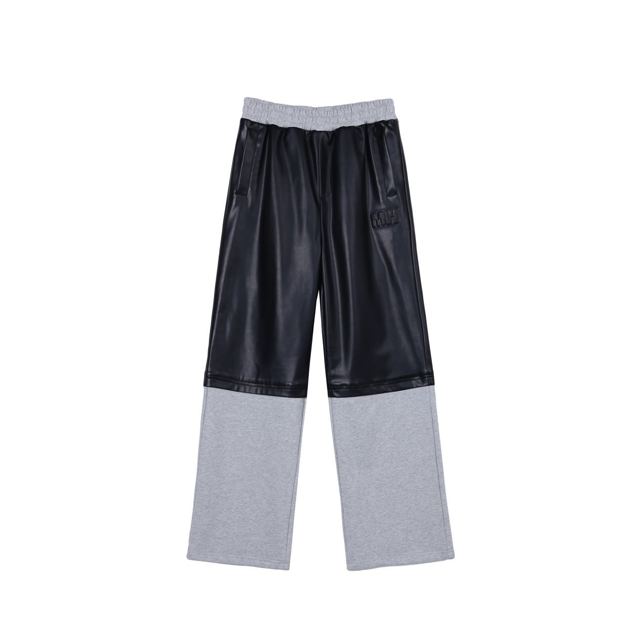 MEDIUM WELL Black And Grey Leather Sweatpants | MADA IN CHINA