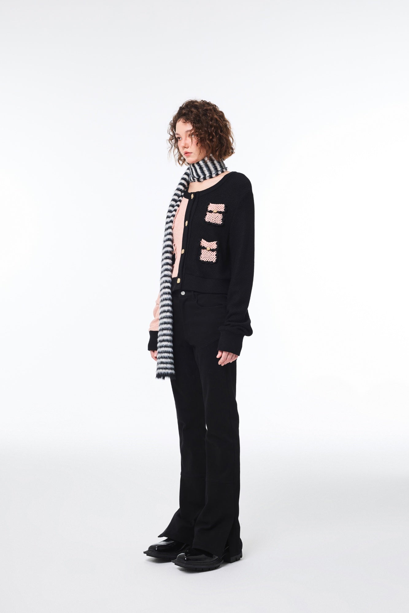 Alexia Sandra Black And Pink Cardigan With Pockets | MADA IN CHINA