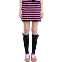 RYRANYI Black And Pink Stripe Skirt With Flower Print | MADA IN CHINA