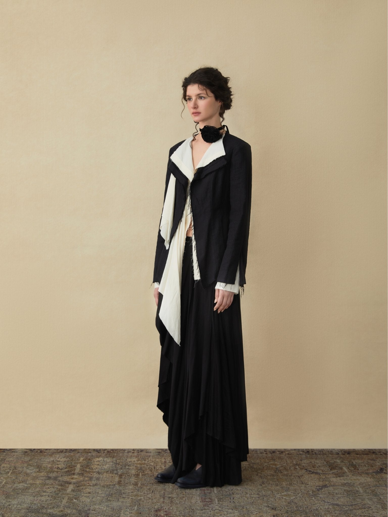 ELYWOOD Black And White Floating Layers Suit | MADA IN CHINA