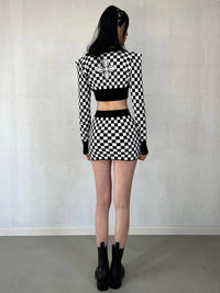 SMFK Black And White Grid Knitted Set | MADA IN CHINA