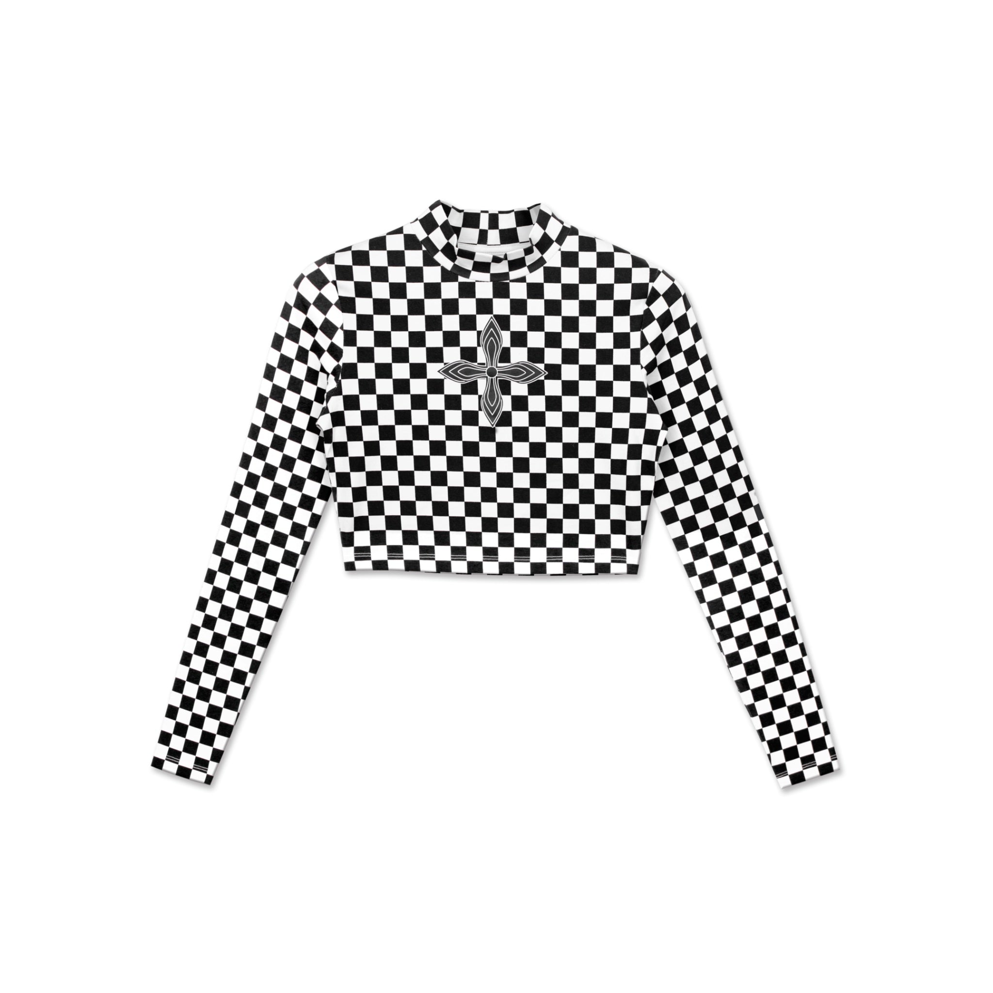 SMFK Black And White Grid Turtleneck Top | MADA IN CHINA