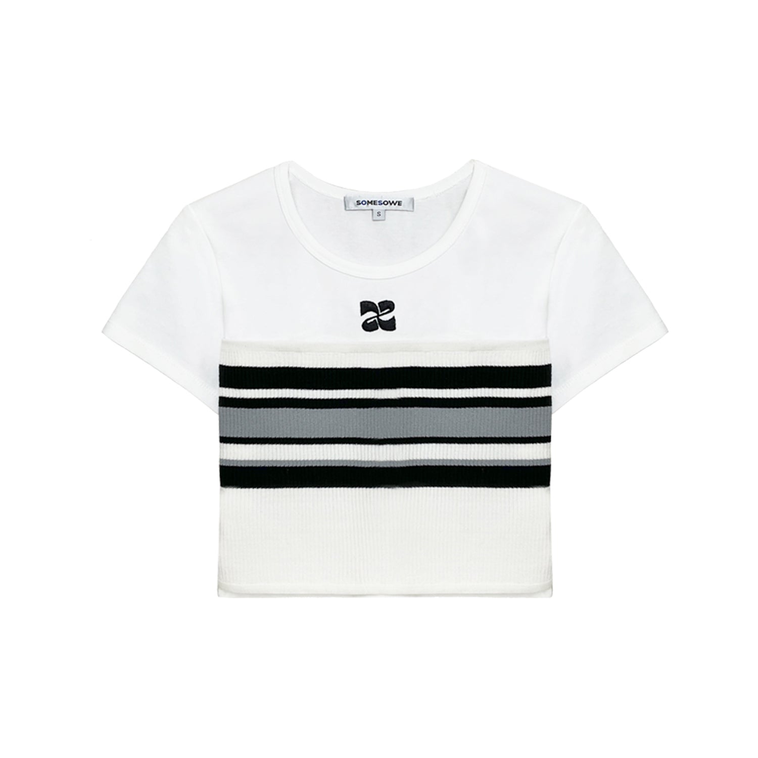 SOMESOWE Black And White Knitted Stripe T-shirt | MADA IN CHINA
