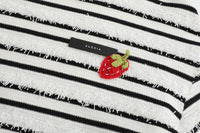 Alexia Sandra Black And White Stripe Cropped Sweatshirt | MADA IN CHINA