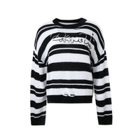 DIANA VEVINA Black and White Striped Letter Top | MADA IN CHINA