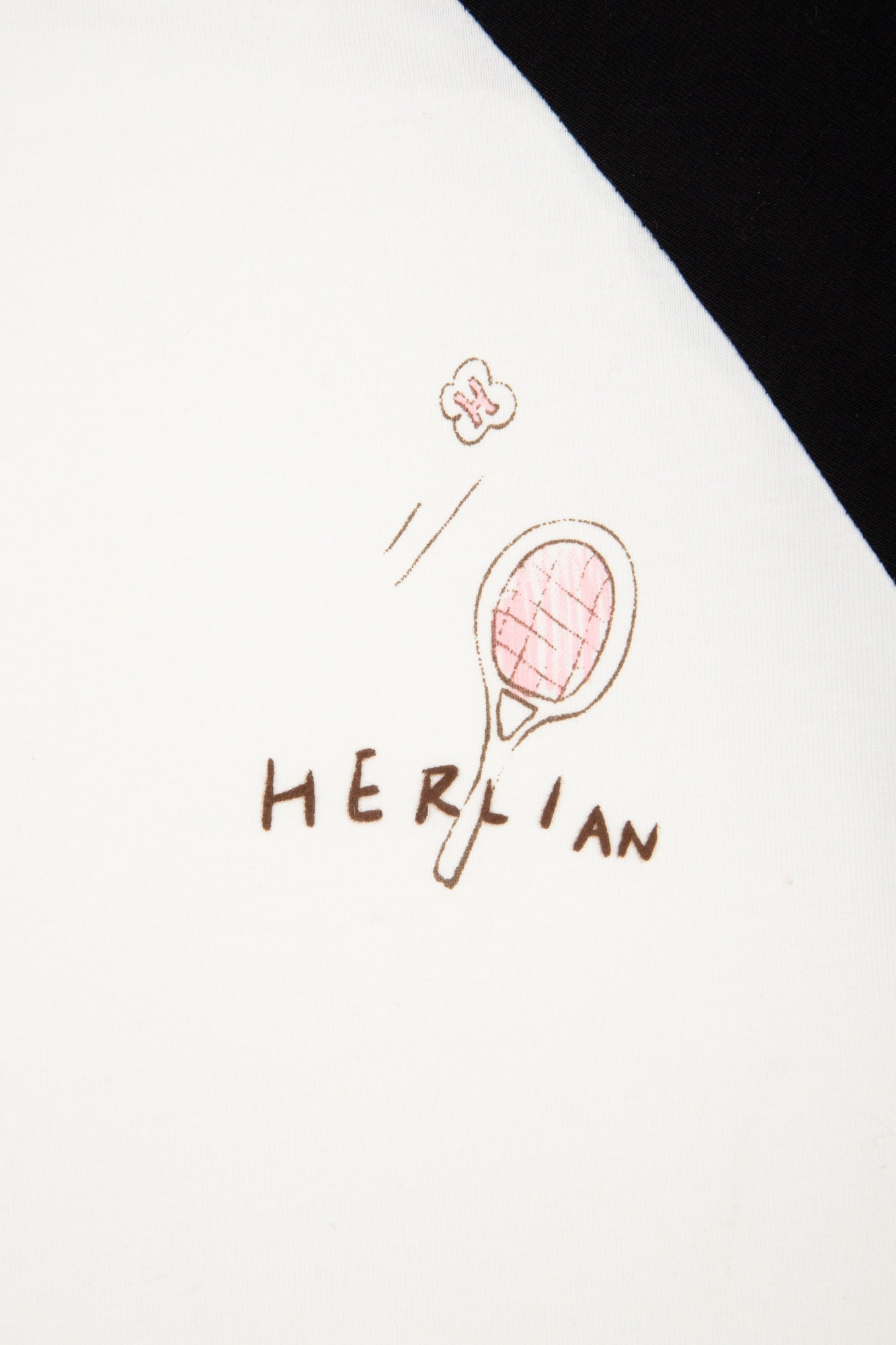 HERLIAN Black And White Tennis Racket Print T-shirt | MADA IN CHINA