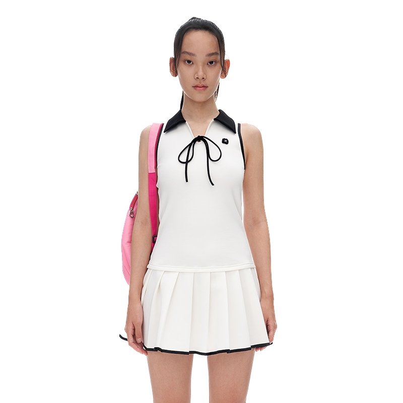 HERLIAN Black And White Vest Pleated Short Dress | MADA IN CHINA