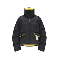 Alexia Sandra Black And Yellow Cropped Puffer Down Jacket | MADA IN CHINA