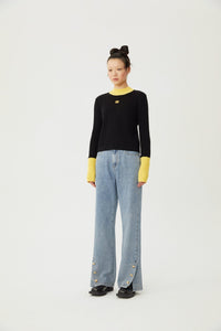 HERLIAN Black and Yellow Knitted Top | MADA IN CHINA