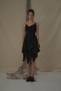 ELYWOOD Black Asymmetric Lace Short Dress | MADA IN CHINA