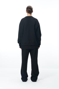 ATTEMPT Black Basic Logo Print Crewneck Sweater | MADA IN CHINA