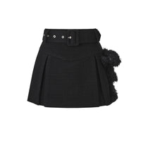 13DE MARZO Black Belt Tweed Skirt | MADA IN CHINA