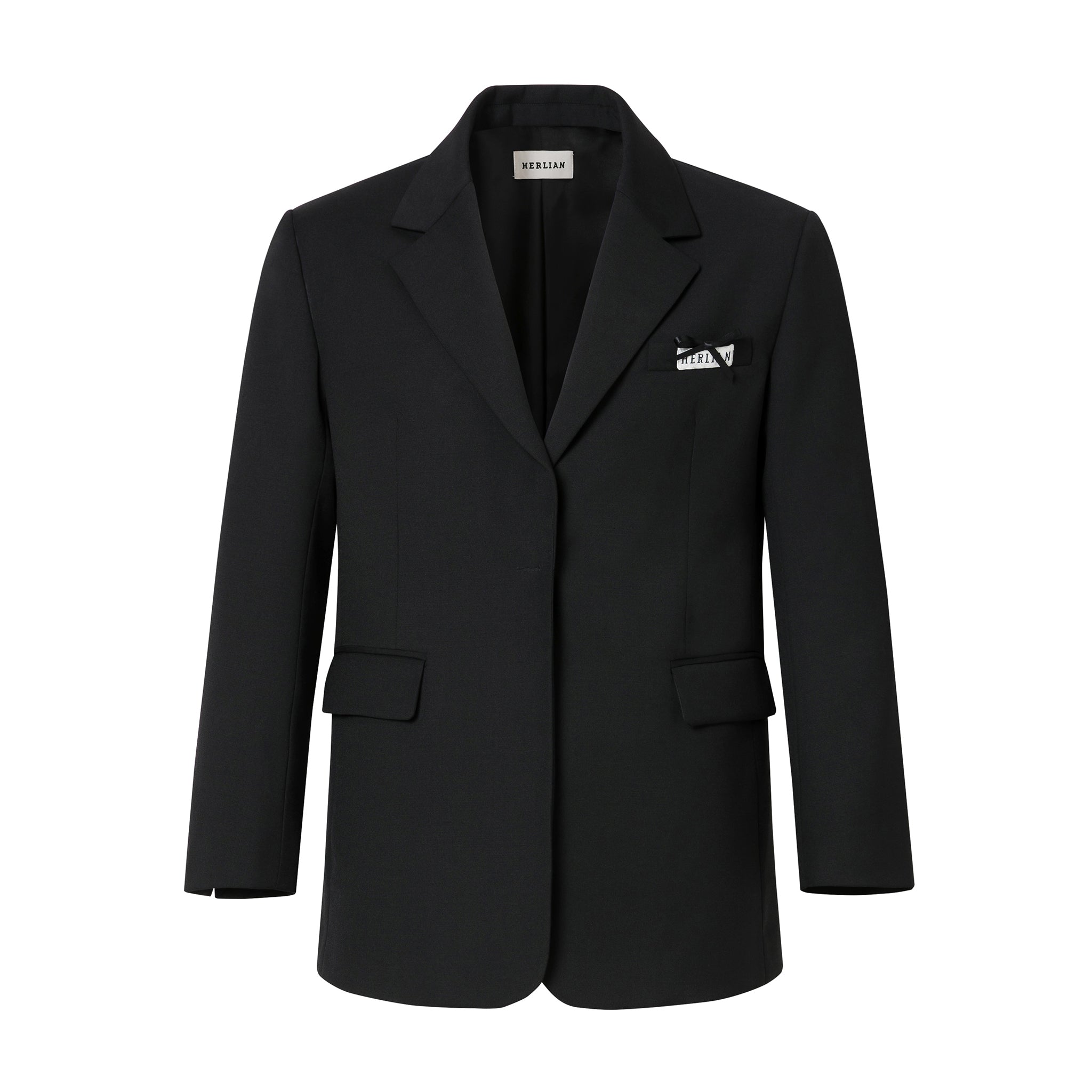 HERLIAN Black Bow-tie Casual Blazer Jacket | MADA IN CHINA