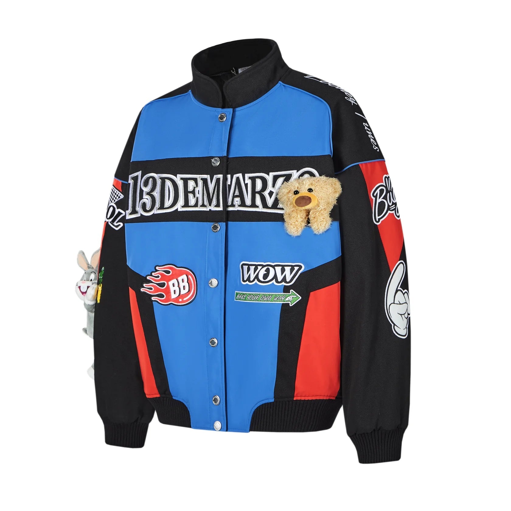 13DE MARZO Black Bugs Bunny Racing Jacket | MADA IN CHINA