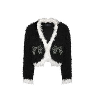 AIMME SPARROW Black Butterfly Teddy Fur Jacket | MADA IN CHINA