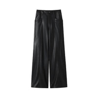 SOMESOWE Black Centre-seam cropped leather trousers | MADA IN CHINA