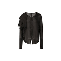 ELYWOOD Black Collar Seamed Silk Shirt | MADA IN CHINA