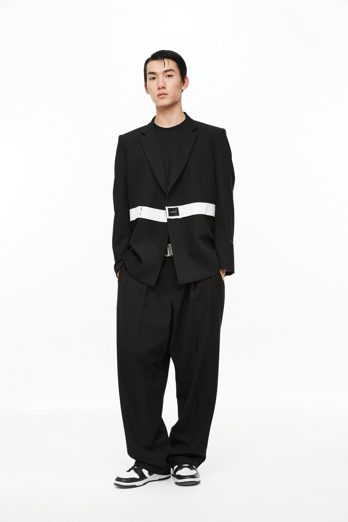 UNAWARES Black Color-Block Double-Breasted Suit | MADA IN CHINA