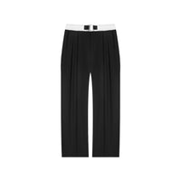 UNAWARES Black Color-block Double Pleat Loose Trousers | MADA IN CHINA