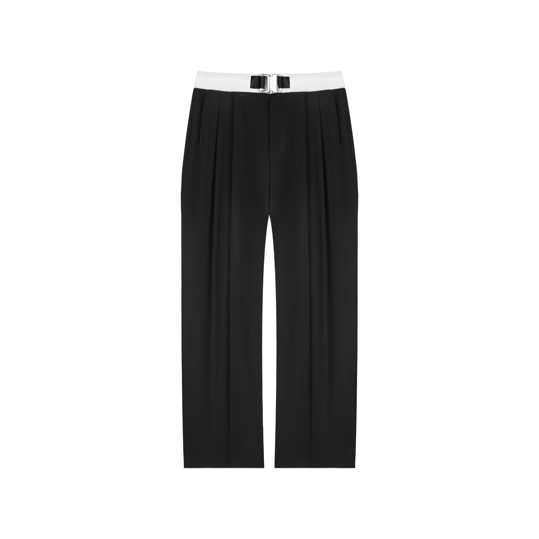 UNAWARES Black Color-block Double Pleat Loose Trousers | MADA IN CHINA