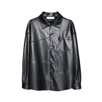 GALLIANO LANDOR Black Colored Patchwork Leather Shirt | MADA IN CHINA