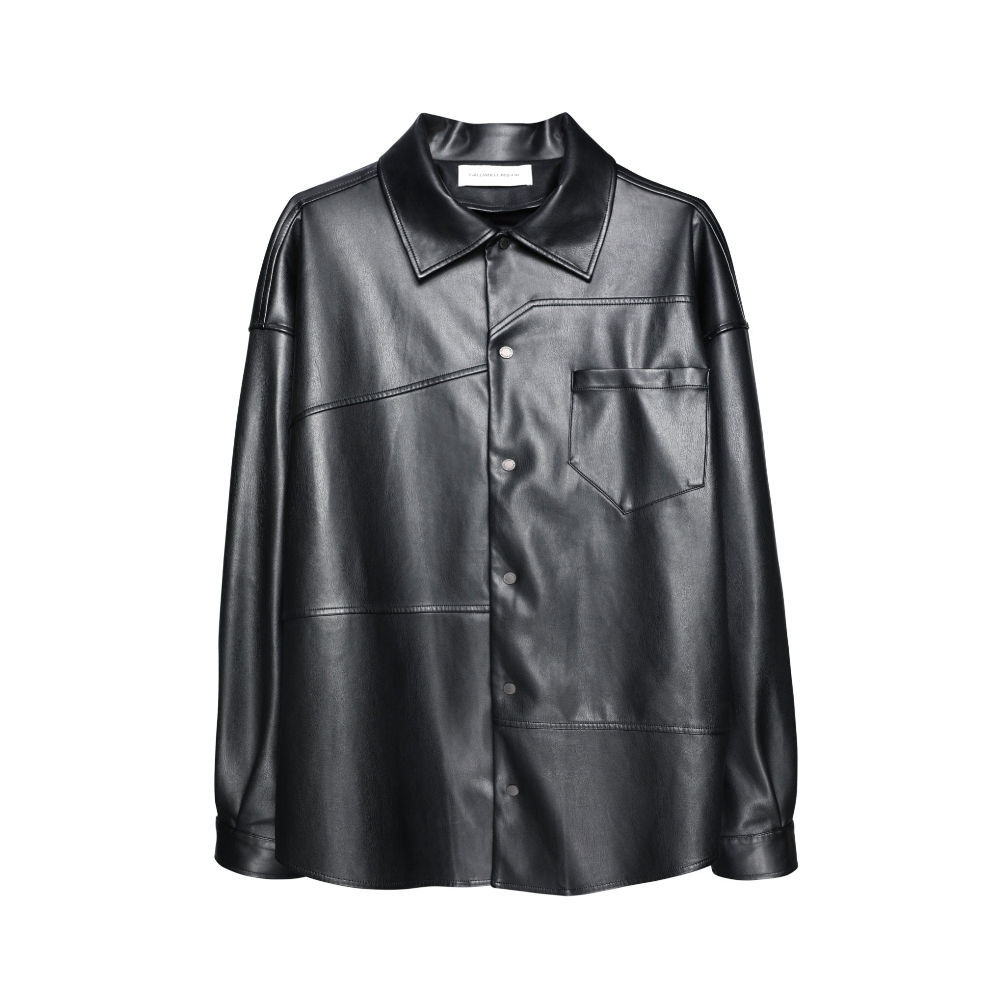 GALLIANO LANDOR Black Colored Patchwork Leather Shirt | MADA IN CHINA