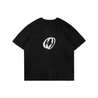 UNAWARES Black Customized 3D-Dual Ring Logo Loose Fit T-shirt | MADA IN CHINA