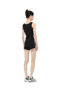 UNAWARES Black Customized Brand Logo Contrast Trim Shorts | MADA IN CHINA