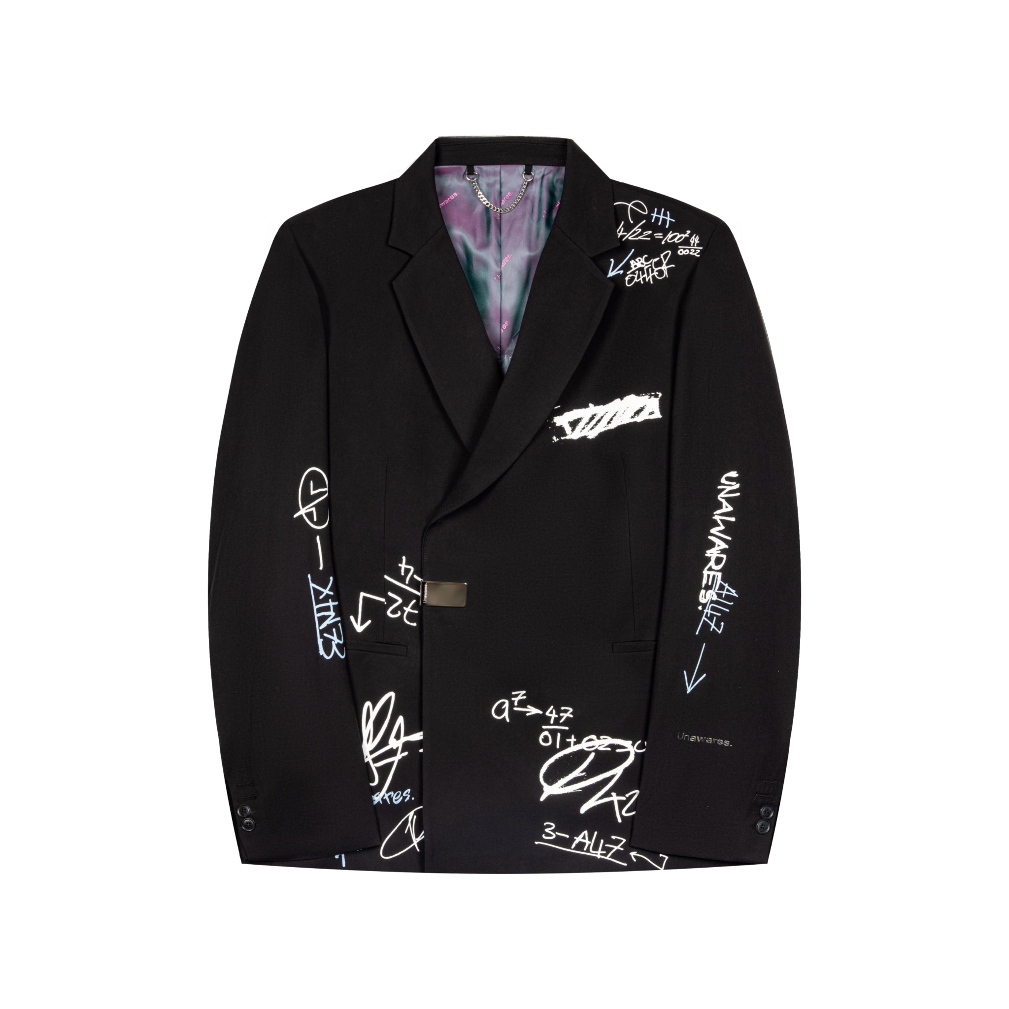 UNAWARES Black Customized Graffiti Printed Double Breasted Suit | MADA IN CHINA