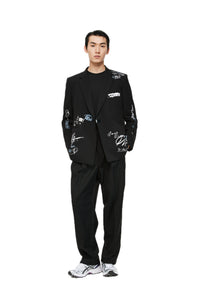UNAWARES Black Customized Graffiti Printed Double Breasted Suit | MADA IN CHINA