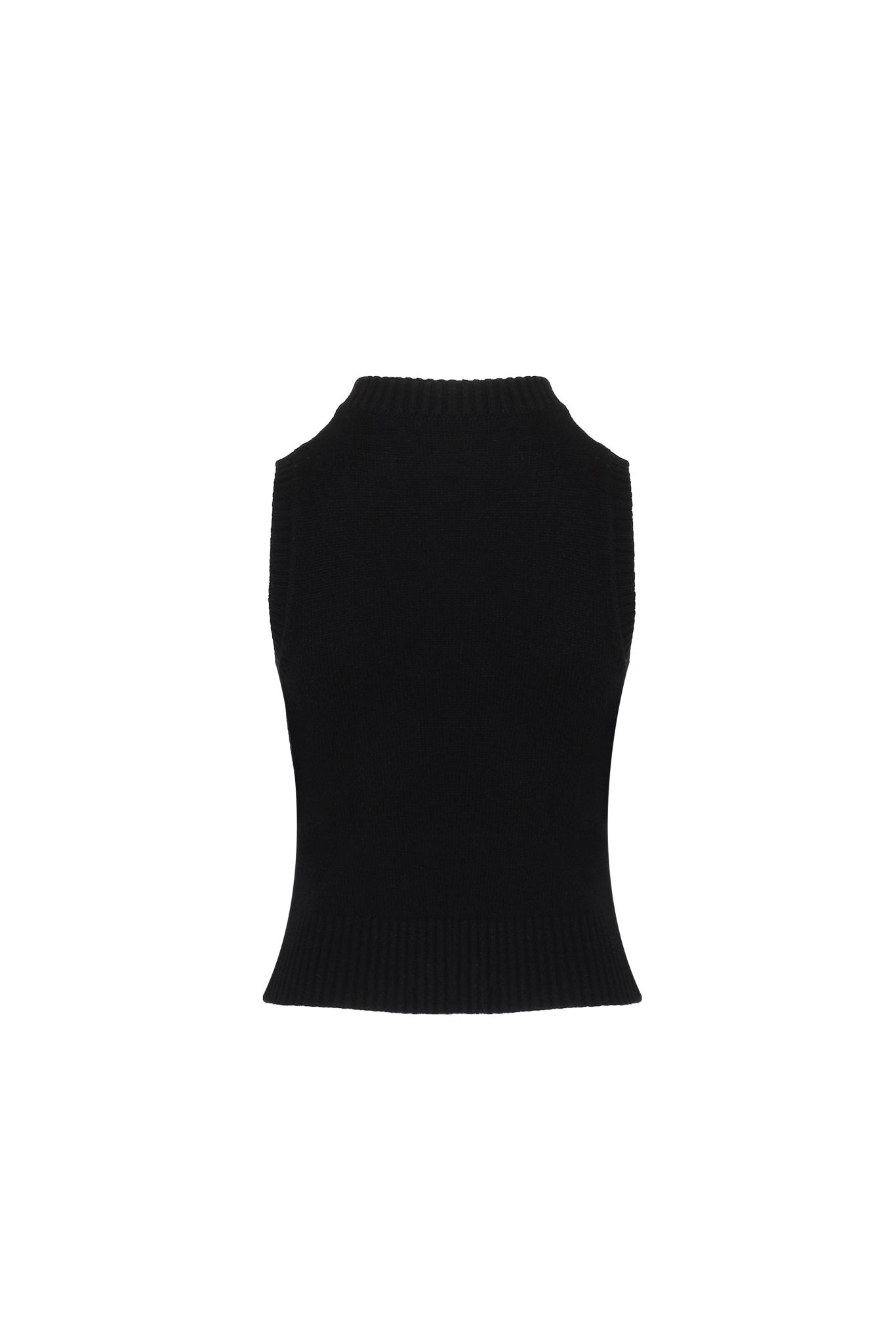 ANN ANDELMAN Black Cut-out Knit Vest | MADA IN CHINA