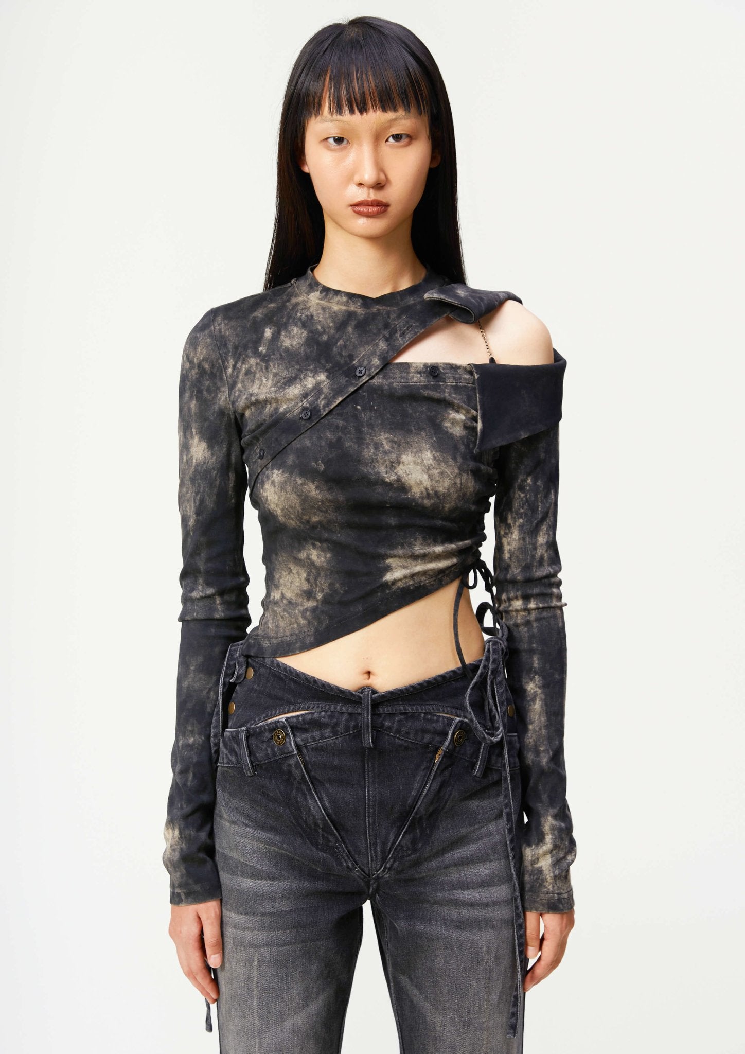 MARRKNULL Black Deconstructed Long Sleeve Shirt | MADA IN CHINA