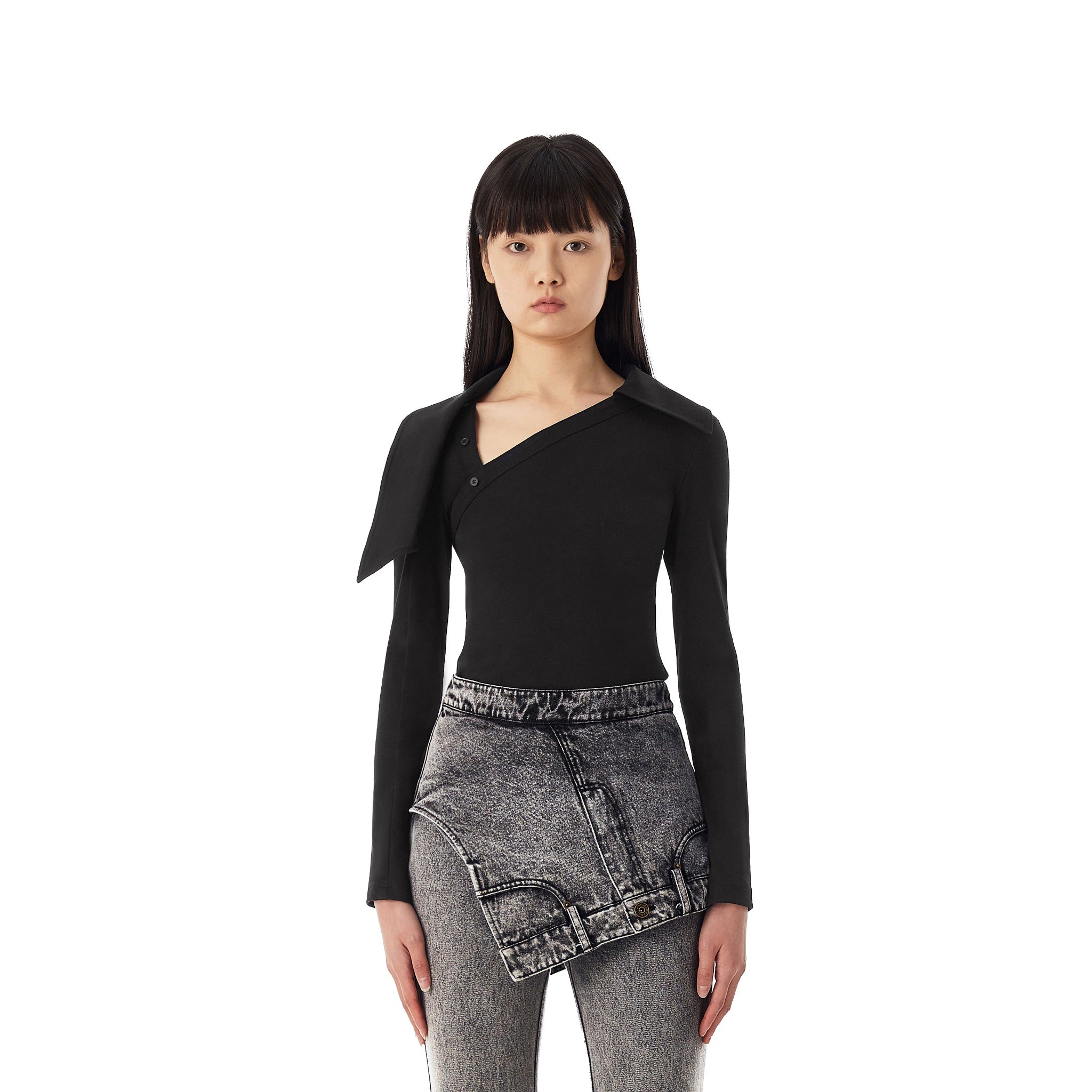 MARRKNULL Black Dislocation Long Sleeve T-shirt | MADA IN CHINA