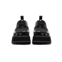 LOST IN ECHO Black Double-layer Square-head Fake Two-piece Derby Shoes | MADA IN CHINA