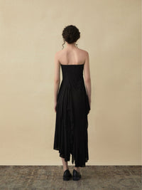 ELYWOOD Black Drawstring Corset Tube Dress | MADA IN CHINA