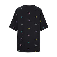 NOSENSE Black Embroidered Color Circle T-shirt | MADA IN CHINA
