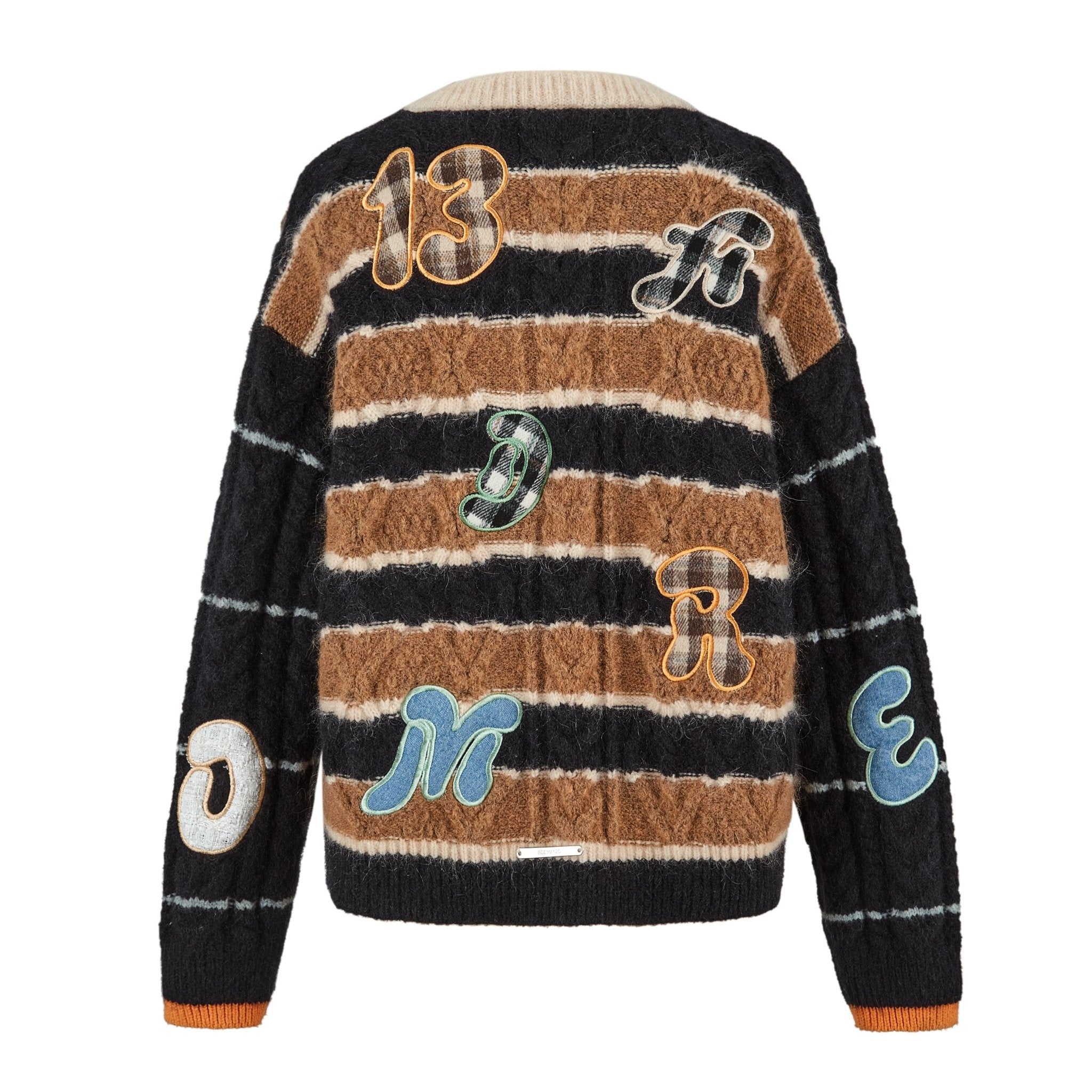 13DE MARZO Black Embroidered Patches Cardigan | MADA IN CHINA