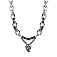 LOST IN ECHO Black Enamel Beaded Patchwork Heart Necklace | MADA IN CHINA