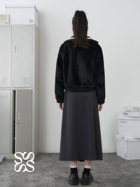 SOMESOWE Black Fake Fur Short Jacket | MADA IN CHINA