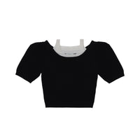 CALVIN LUO Black Fake Two-Piece Short Knitted Sweater | MADA IN CHINA
