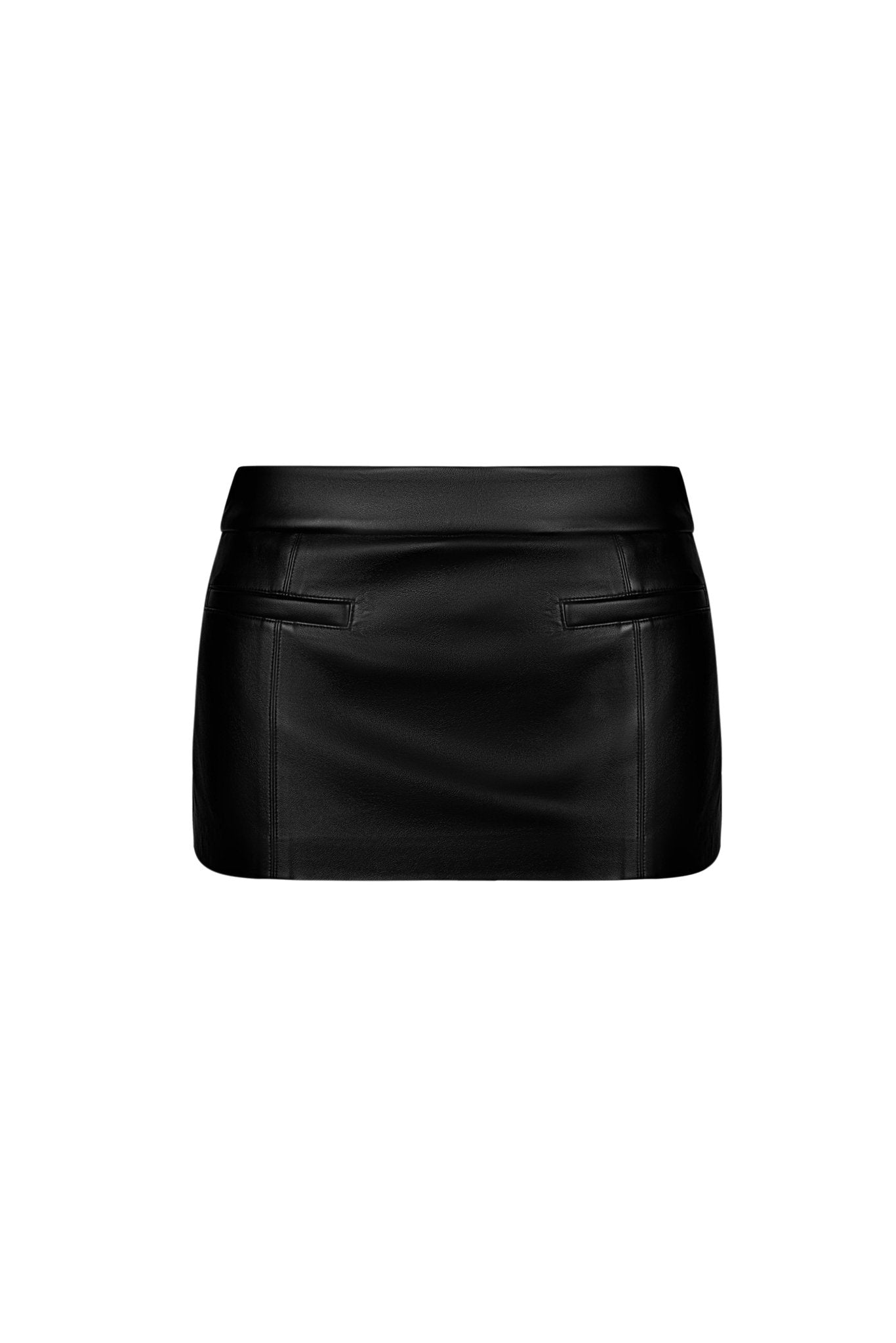 ANN ANDELMAN Black Faux Leather Fitting Skort | MADA IN CHINA