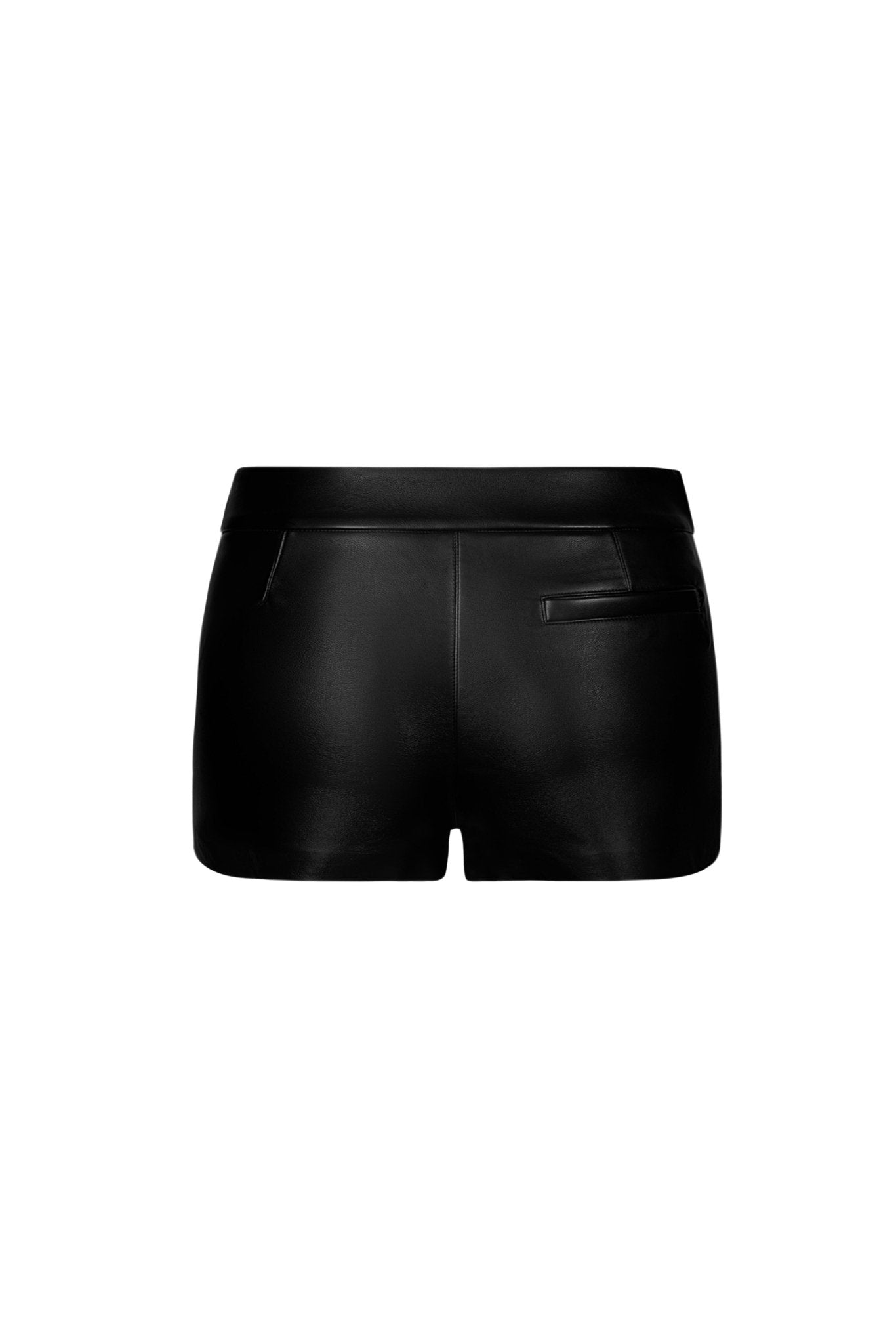 ANN ANDELMAN Black Faux Leather Fitting Skort | MADA IN CHINA