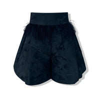 AIMME SPARROW Black Feather Bloom Shorts | MADA IN CHINA